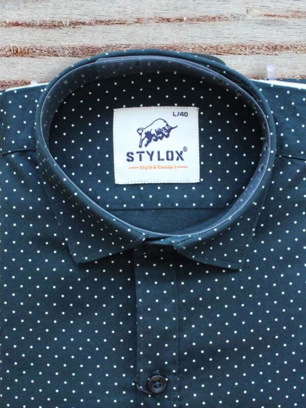 Men's Regular Fit Printed Olive Green Shirt. - Image 2