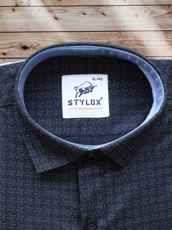 Men's Regular Fit Black Printed Cotton Shirt. - Image 2