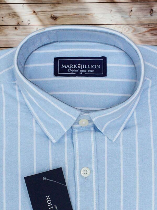 Men's Regular Fit Light Blue Strip Shirt. - Image 2