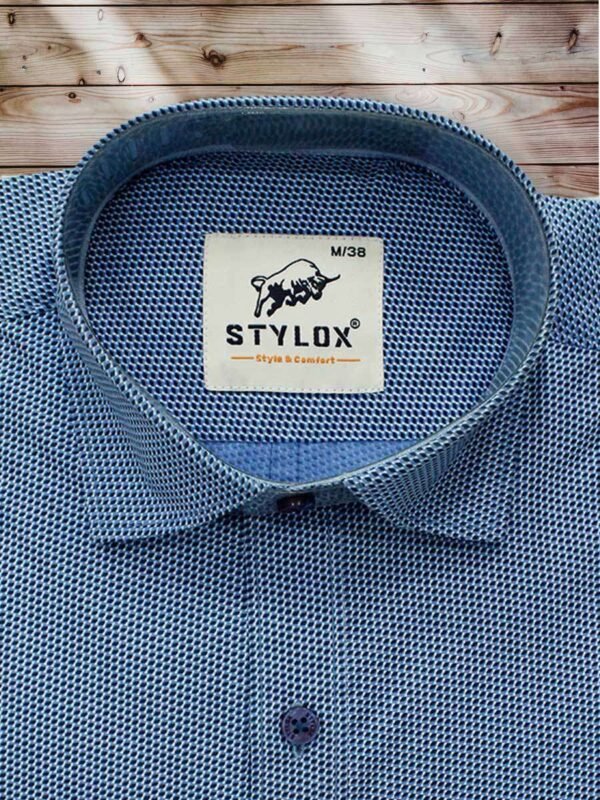 Men's Regular Fit Printed Dark Blue Cotton Shirt. - Image 2