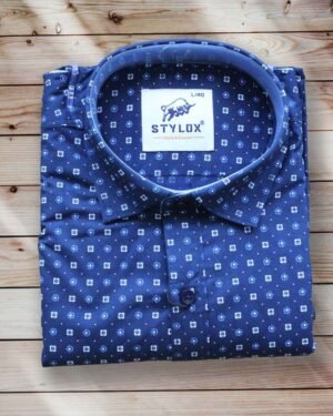 Dark Blue Printed Shirt (2)