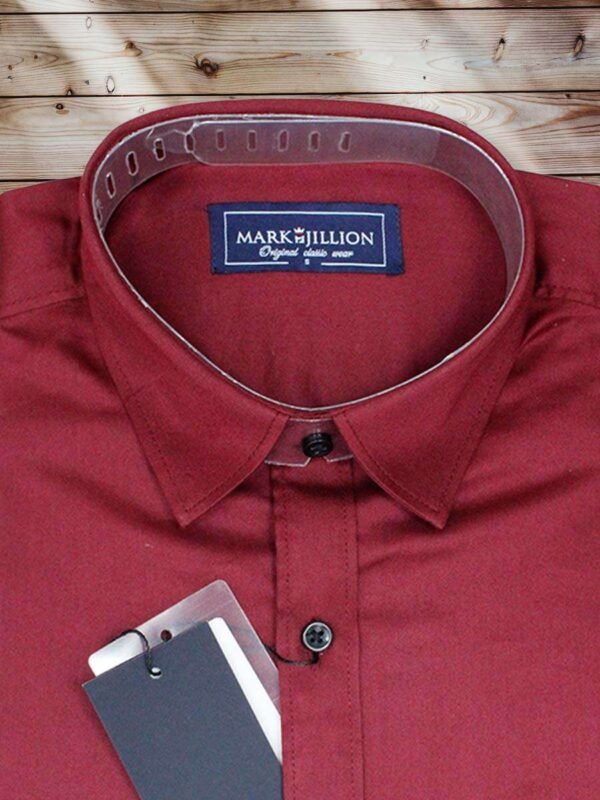 Men's Regular Fit Dark Brick Red Shirt. - Image 2