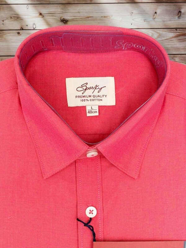 Men's Regular Fit Plain Light Carmine Pink Cotton Shirt. - Image 2