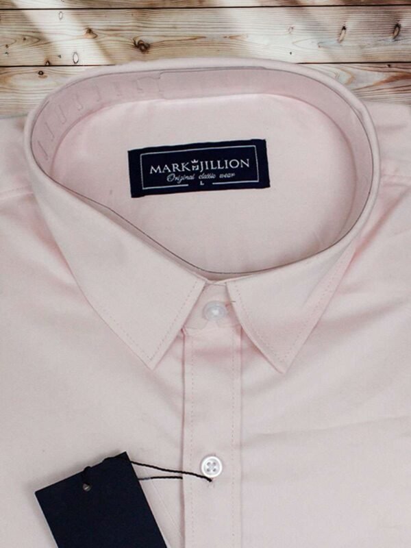 Men's Regular Fit Plain Light Pink Satin Shirt. - Image 2