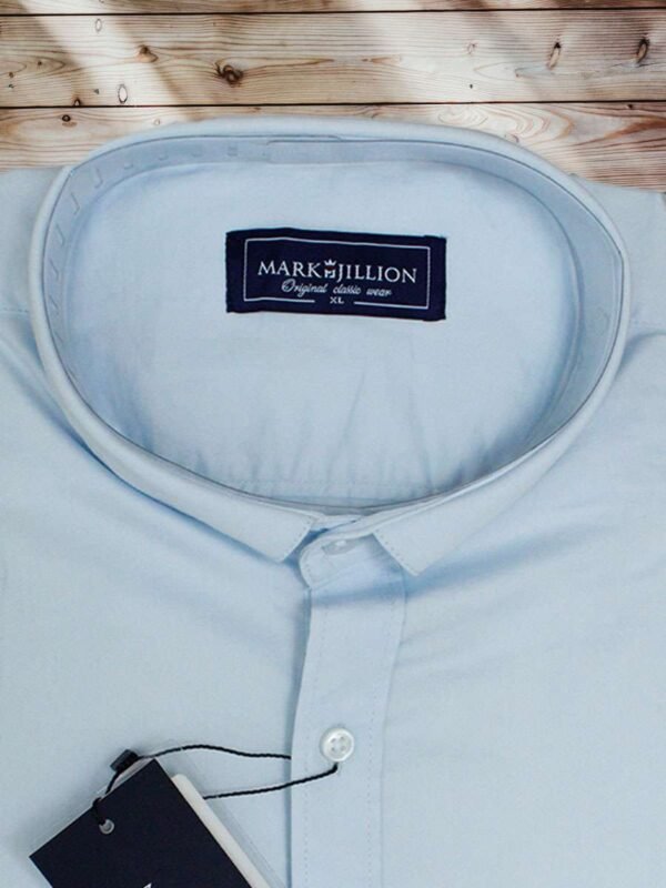 Men's Regular Fit Plain Sky Blue Cotton Shirt. - Image 2