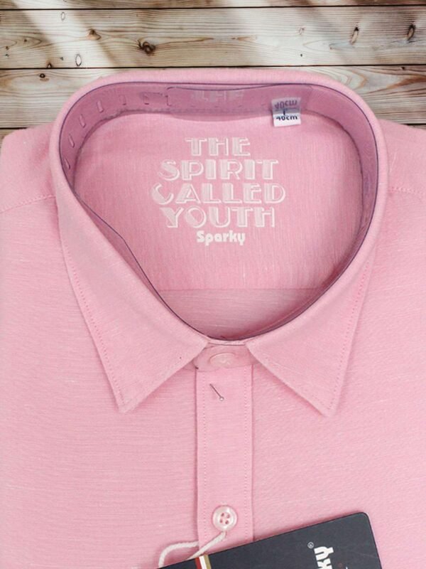 Men's Regular Fit Plain Light Pink Cotton Shirt. - Image 2