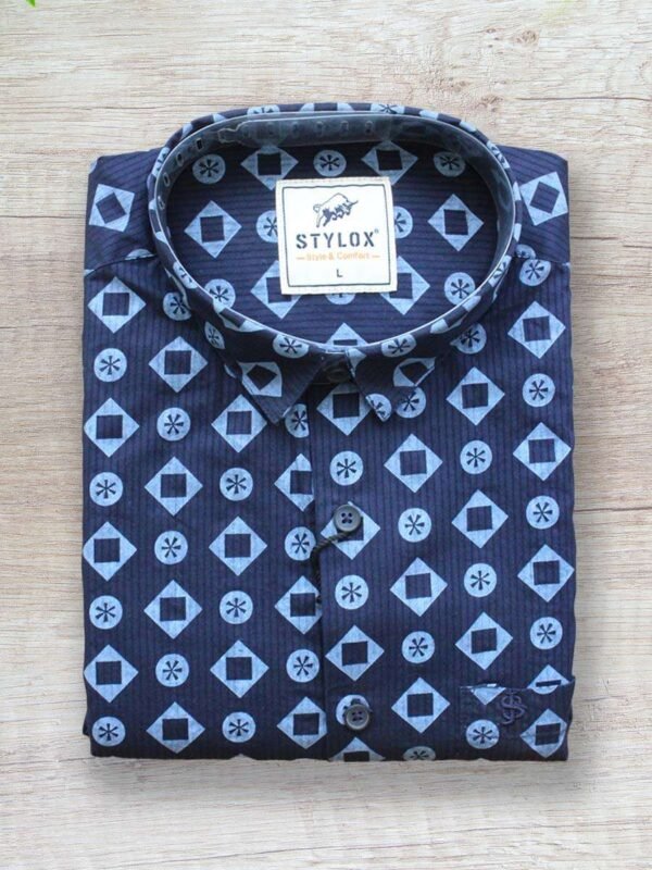 Navy Blue Printed Shirt (2)