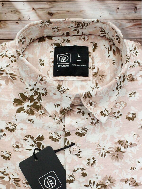 Men's Slim Fit Printed Pale Silver Cotton Shirt. - Image 2