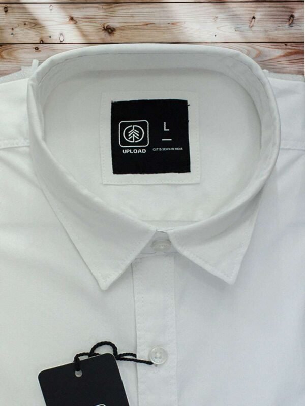 Men's Slim Fit Plain White Cotton Shirt. - Image 2