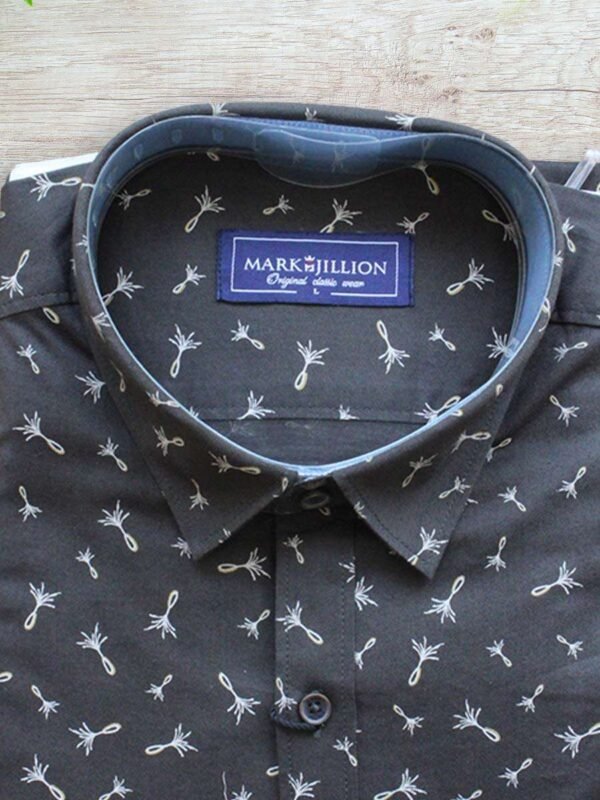 Men's Regular Fit Printed Olive Green Cotton Shirt. - Image 2