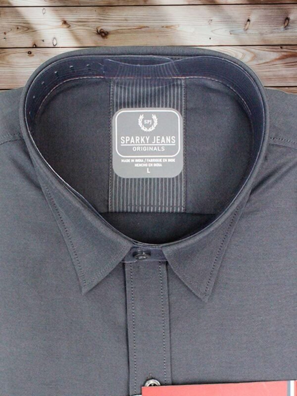 Men's Regular Fit Plain Slate Grey Cotton Shirt. - Image 2
