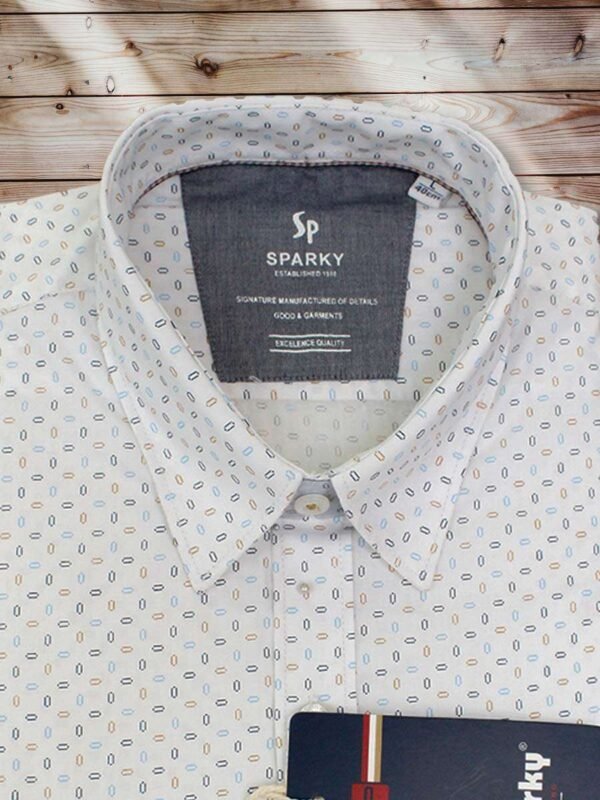 Men's Regular Fit White Printed Cotton Shirt. - Image 2