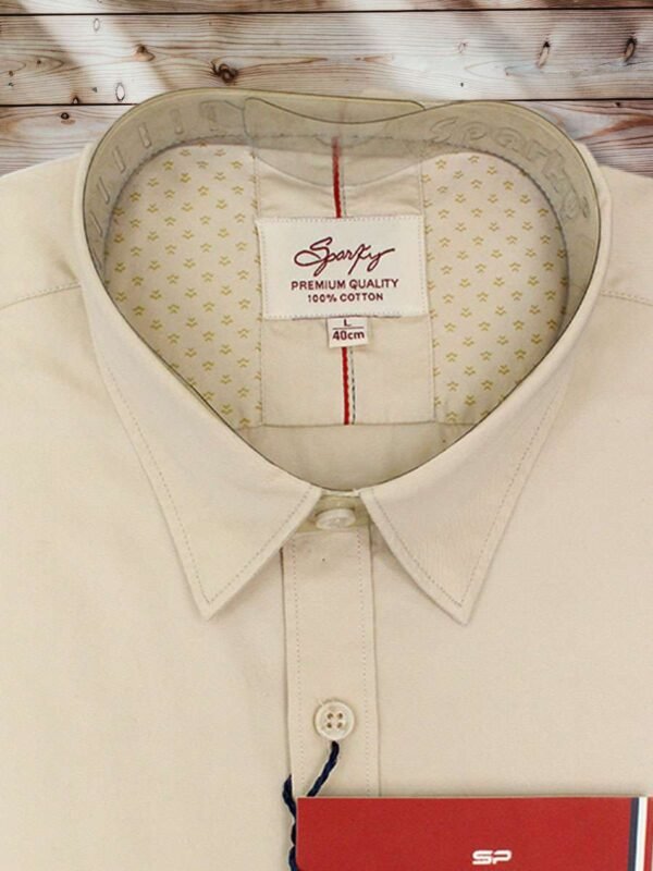 Men's Regular Fit Plain Light Swiss Coffee Cotton Shirt. - Image 2