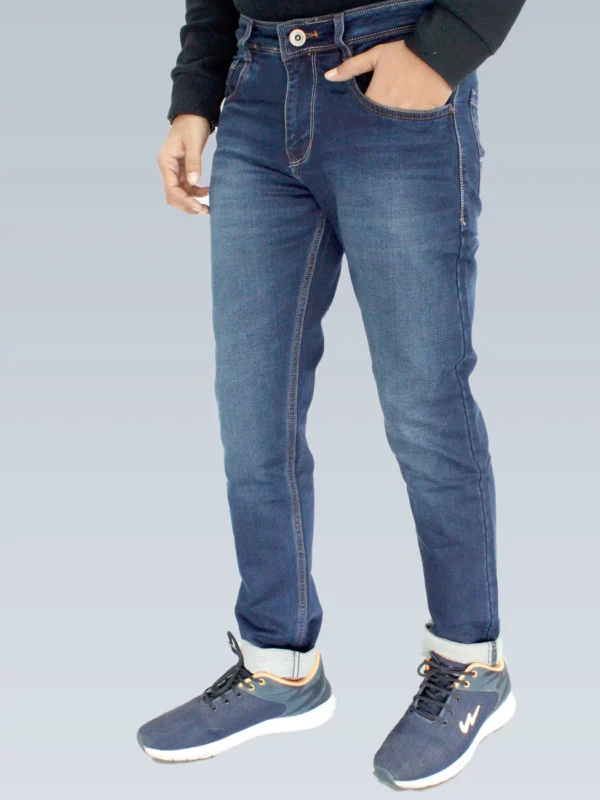 Men's Relaxed Fit Dark Navy Blue Mid Rise Jeans. - Image 3