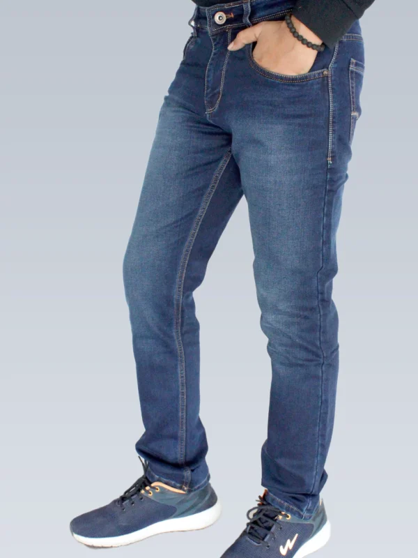 Men's Relaxed Fit Dark Navy Blue Mid Rise Jeans. - Image 4