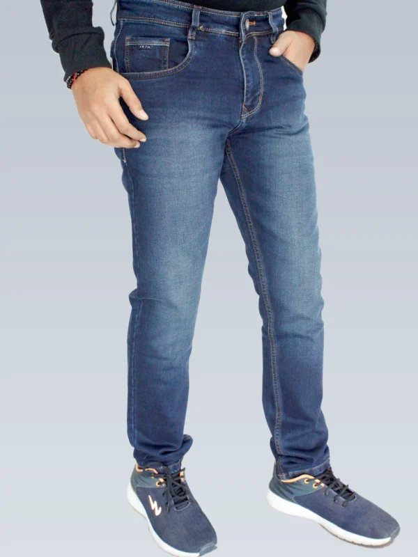 Men's Relaxed Fit Dark Navy Blue Mid Rise Jeans. - Image 2