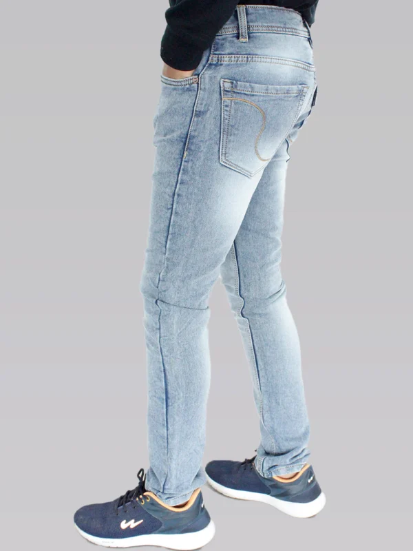Men's Slim Fit Mid Rise Light Sky Blue Jeans. - Image 3