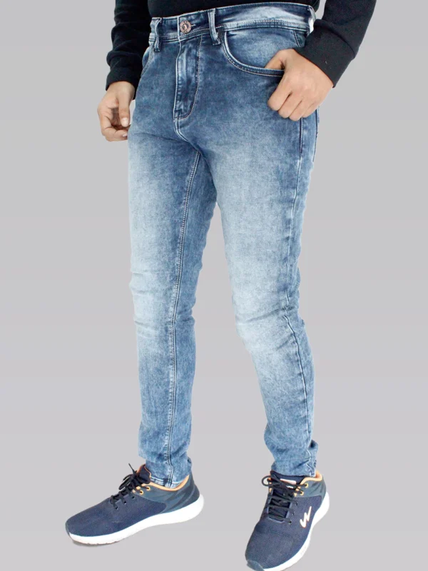 Men's Slim Fit Mid Rise Blue Shaded Jeans. - Image 5