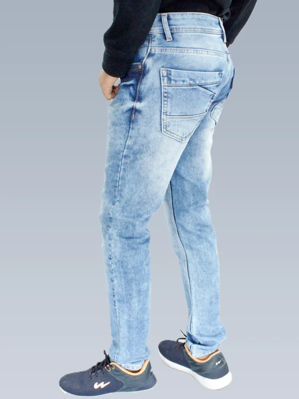 Men's Slim Fit Mid Rise Light Blue Shade Jeans. - Image 4