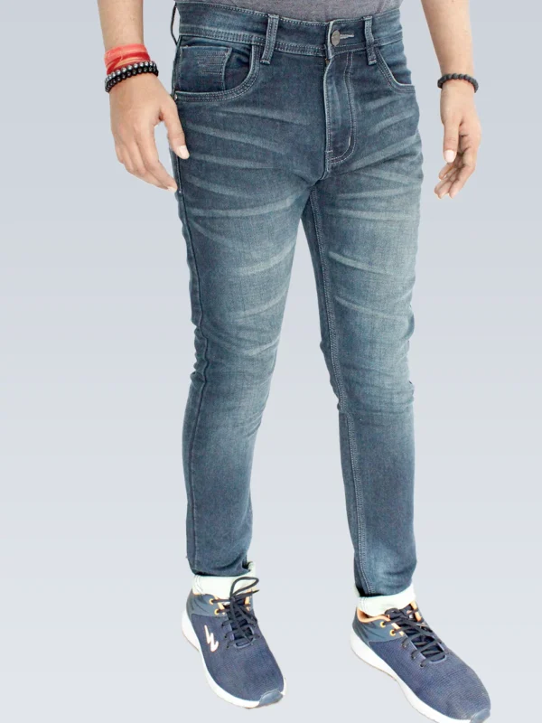 Men's Slim Fit Mid Rise Light Slate Grey Jeans. - Image 4