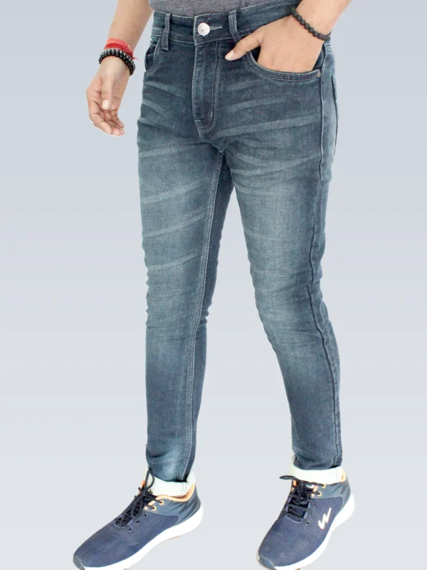 Men's Slim Fit Mid Rise Light Slate Grey Jeans. - Image 3