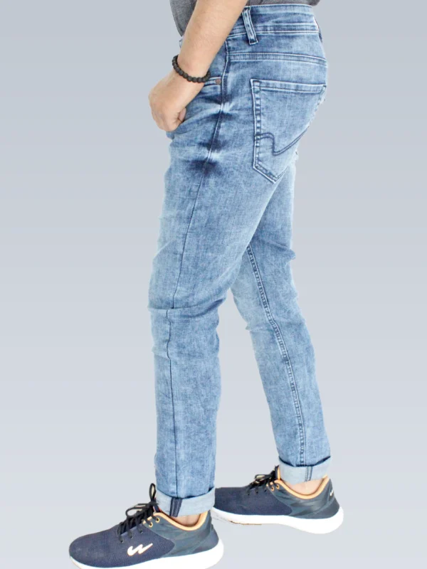 Men's Slim Fit Mid Rise Pale cerulean Blue Jeans. - Image 4