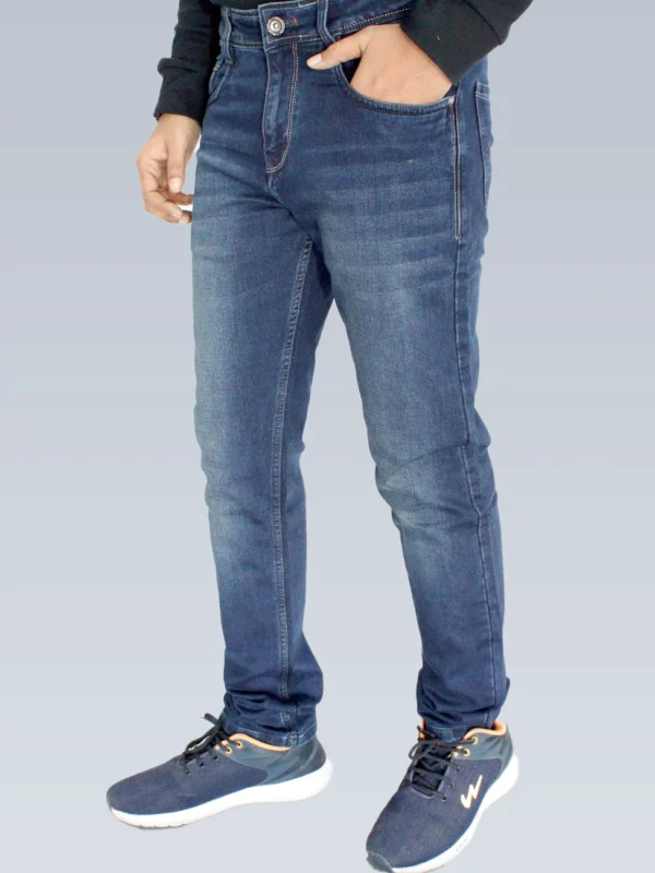 Men's Relaxed Fit Dark Navy Blue Shaded Jeans