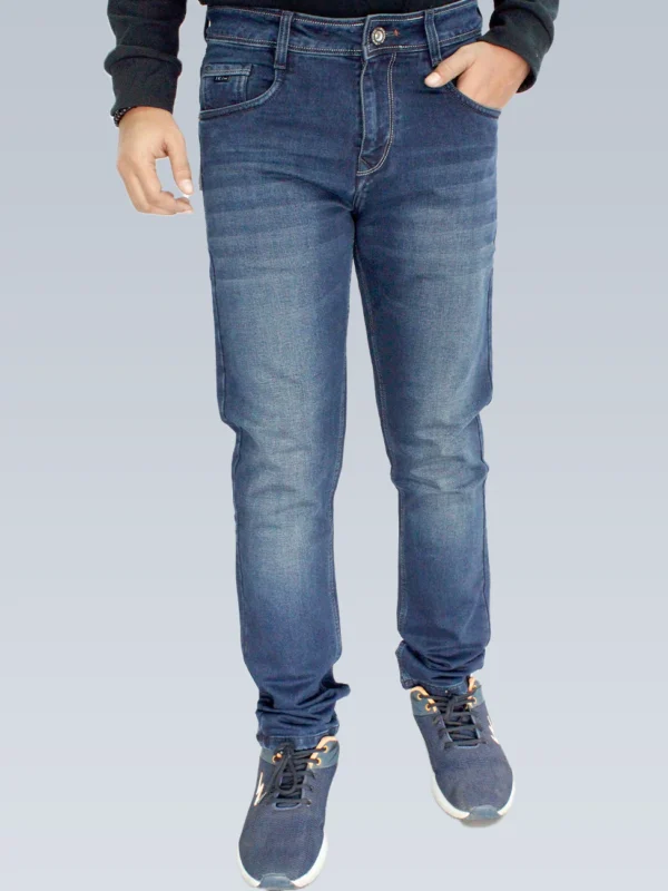 Men's Relaxed Fit Dark Navy Blue Shaded Jeans - Image 3