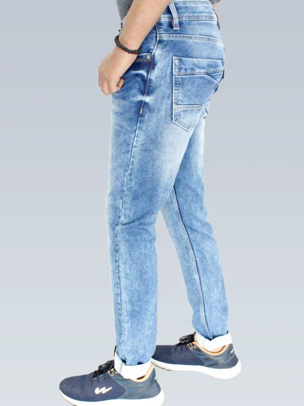 Men's Slim Fit Mid Rise Light Blue Gray Shaded Jeans. - Image 3