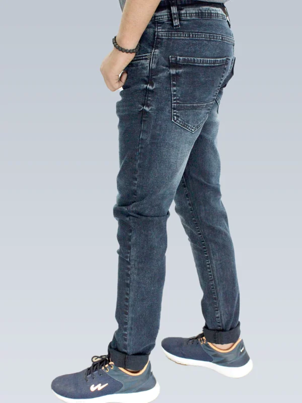 Men's Slim Fit Mid Rise Dark Gunmetal Gray Jeans. - Image 3