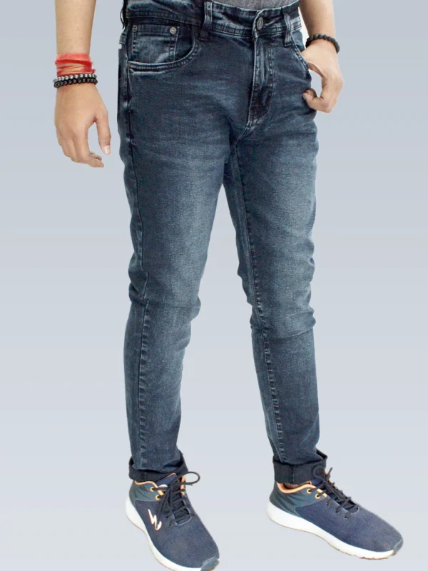Men's Slim Fit Mid Rise Dark Gunmetal Gray Jeans. - Image 2