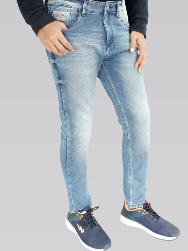Men's Slim Fit Ankle Length Sky Blue Mid Rise Jeans. - Image 3