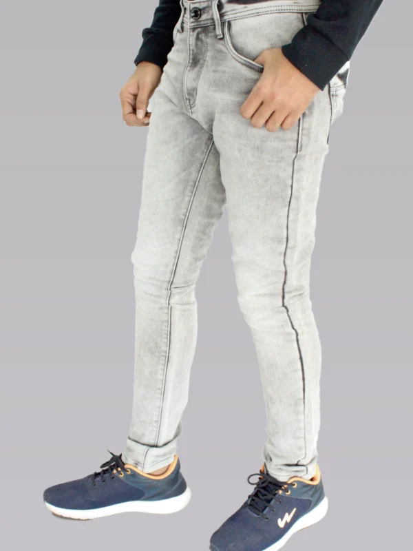Men's Slim Fit Mid Rise Light Grey Jeans. - Image 2