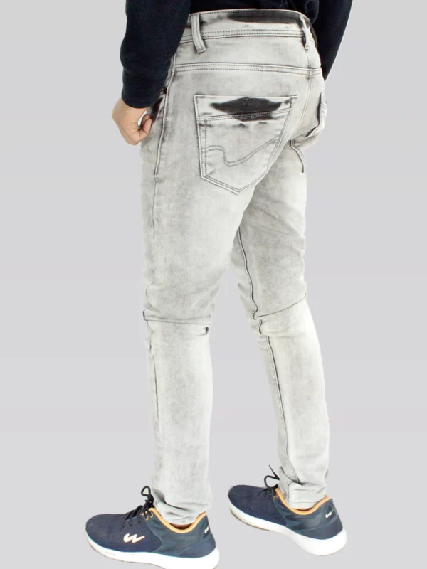 Men's Slim Fit Mid Rise Light Grey Jeans. - Image 3