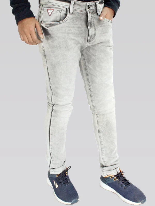 Men's Slim Fit Mid Rise Light Grey Jeans.