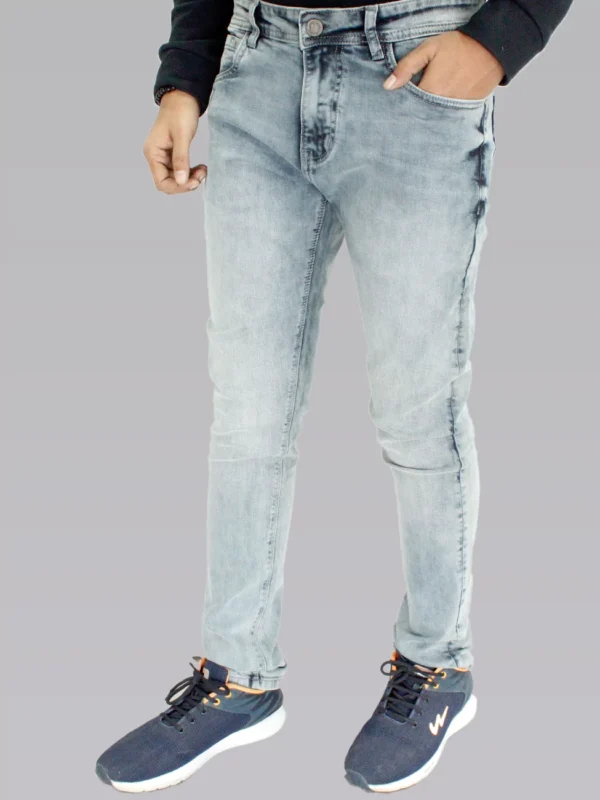 Men's Slim Fit Mid Rise Light Smoke Grey Jeans.
