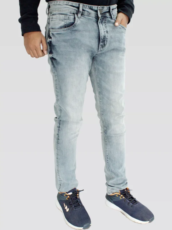 Men's Slim Fit Mid Rise Light Smoke Grey Jeans. - Image 2