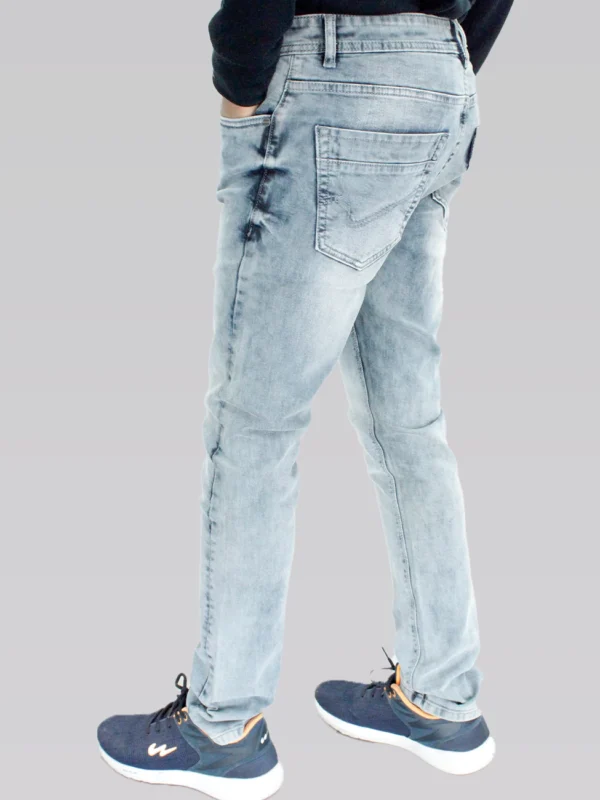 Men's Slim Fit Mid Rise Light Smoke Grey Jeans. - Image 3