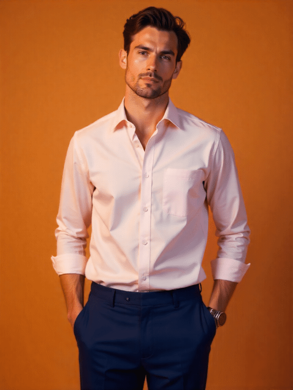 Combo Offer Light Pink Shirt + Dark Navy Blue Trouser - Image 3