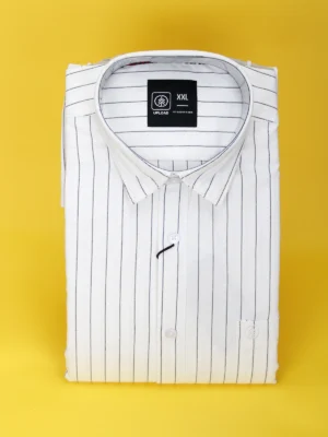 Men's Slim Fit White Strip Cotton Shirt.