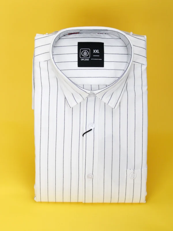 Men's Slim Fit White Strip Cotton Shirt.