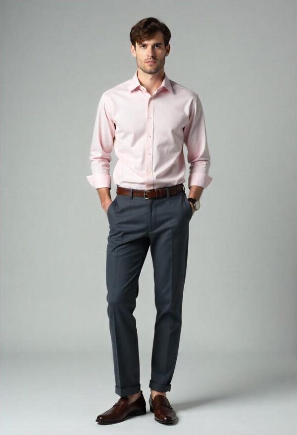 Combo Offer Light Pink Shirt + Dark Navy Blue Trouser - Image 4
