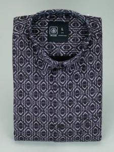 Men's Modern Print Shirt | Diamond Lattice Pattern, Purple & Black