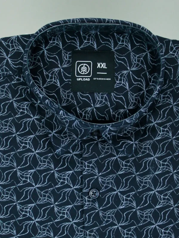 Men's Abstract Printed Shirt | Navy Blue Starburst Pattern
