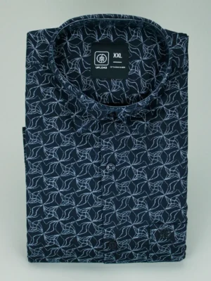 Men's Abstract Printed Shirt Navy Blue Starburst Pattern