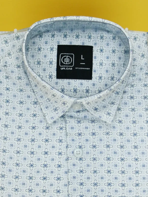 Men's Small Floral Print Shirt | Light Blue Medallion Pattern