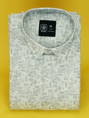 Men's Ditsy Floral Print Shirt | Subtle Grey Leaf Pattern
