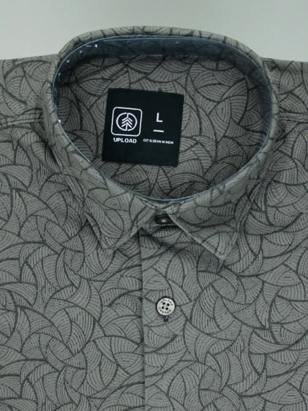 Men's Dark Grey Patterned Shirt Modern Swirl Print