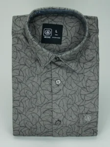 Men's Dark Grey Patterned Shirt