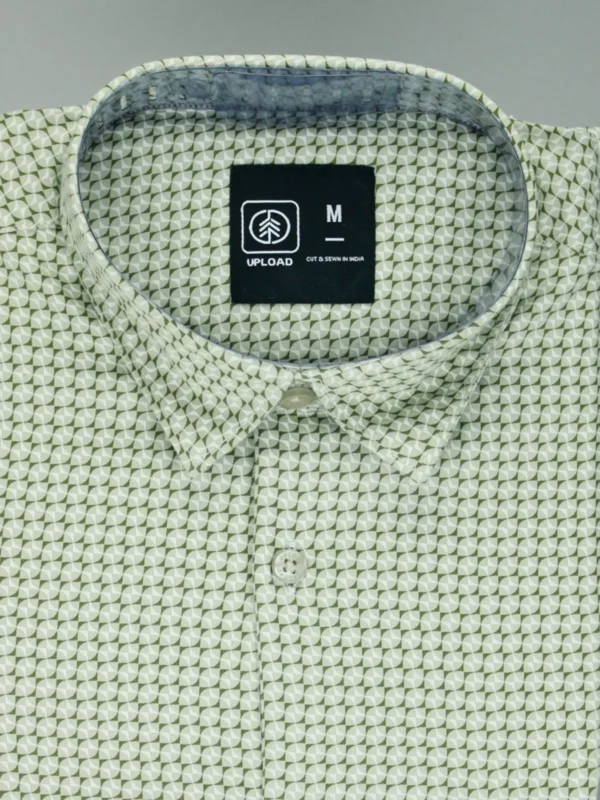 Men's Light Green Geometric Print Shirt